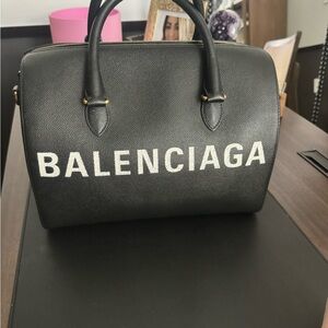 Balenciaga Black and White Logo Bag
